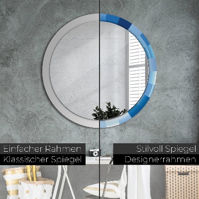 Ronde spiegel met decoratie Blauw abstract