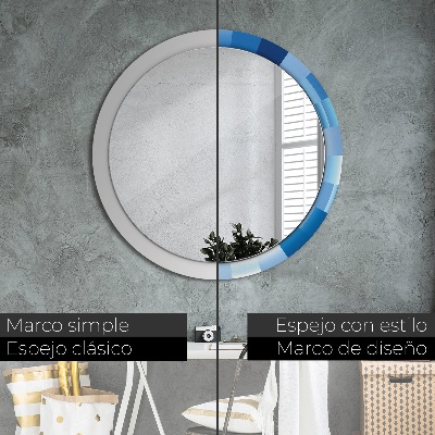 Ronde spiegel met decoratie Blauw abstract