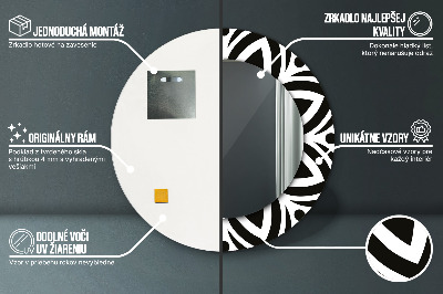 Ronde spiegel met bedrukte lijst Zwart geometrisch ornament