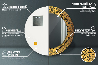 Ronde spiegel met bedrukte lijst Grieks ornament