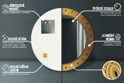 Ronde spiegel met bedrukte lijst Grieks ornament