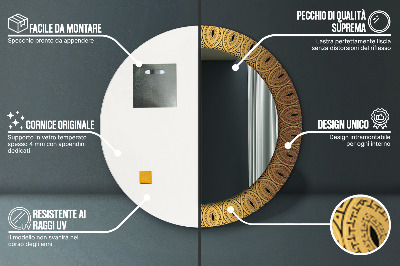 Ronde spiegel met bedrukte lijst Grieks ornament