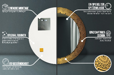 Ronde spiegel met bedrukte lijst Grieks ornament