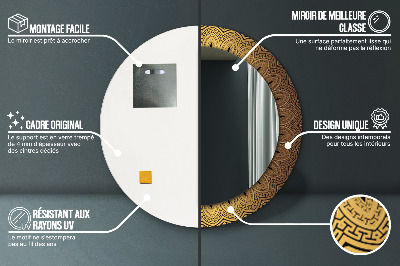 Ronde spiegel met bedrukte lijst Grieks ornament