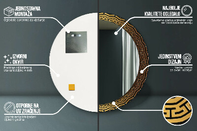 Ronde spiegel met bedrukte lijst Grieks ornament