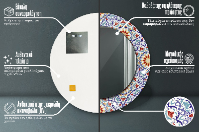 Bedrukte ronde spiegel Oosterse kleurrijke compositie