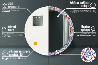 Bedrukte ronde spiegel Oosterse kleurrijke compositie