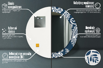 Bedrukte ronde spiegel Paisley compositie