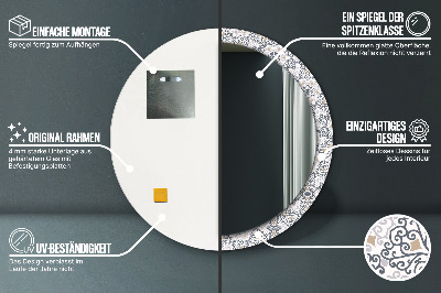 Ronde spiegel lijst met print Geometrische ornamenten