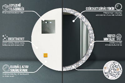 Ronde spiegel lijst met print Geometrische ornamenten