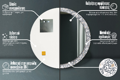 Ronde spiegel lijst met print Geometrische ornamenten