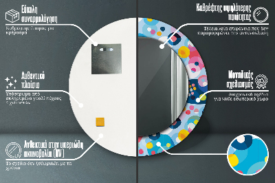 Ronde spiegel met bedrukte lijst Kleurrijke doornen