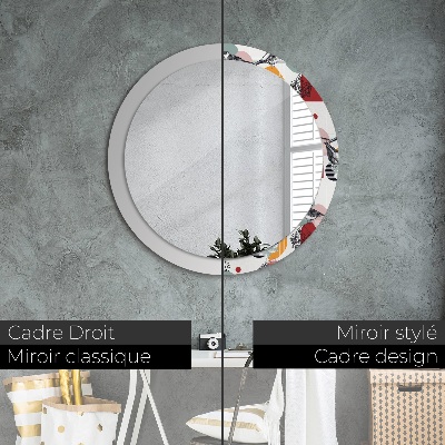 Bedrukte ronde spiegel Abstractie met vogels