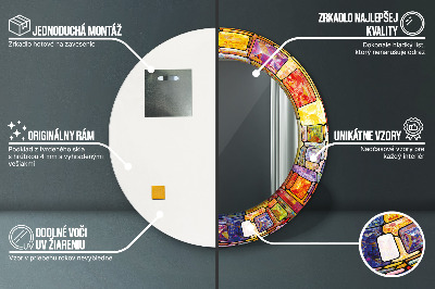 Bedrukte ronde spiegel Kleurrijk gebrandschilderd glazen raam