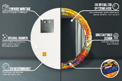 Bedrukte ronde spiegel Kleurrijk gebrandschilderd glazen raam