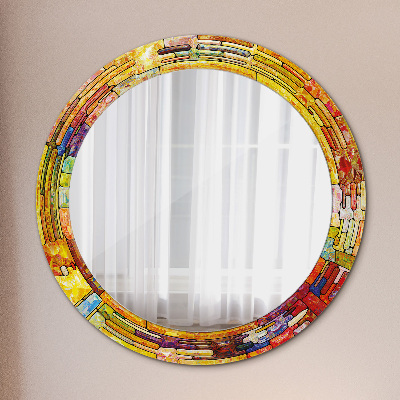 Bedrukte ronde spiegel Kleurrijk gebrandschilderd glazen raam