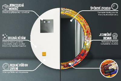 Bedrukte ronde spiegel Kleurrijk gebrandschilderd glazen raam