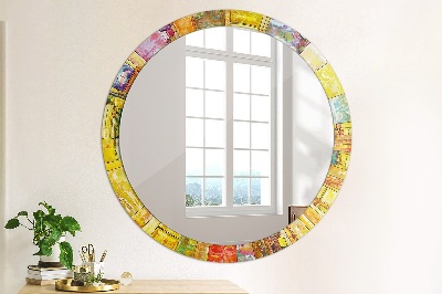 Bedrukte ronde spiegel Kleurrijk gebrandschilderd glazen raam
