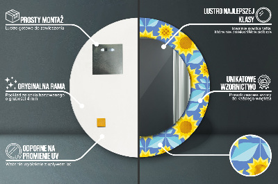 Bedrukte ronde spiegel Geometrische zonnebloemen