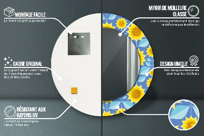 Bedrukte ronde spiegel Geometrische zonnebloemen