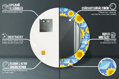 Bedrukte ronde spiegel Geometrische zonnebloemen