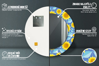 Bedrukte ronde spiegel Geometrische zonnebloemen