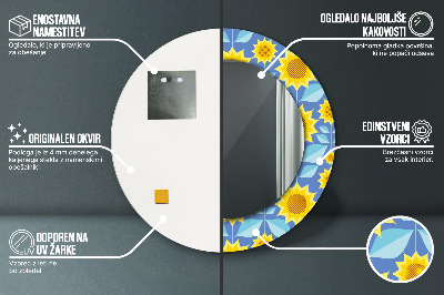 Bedrukte ronde spiegel Geometrische zonnebloemen