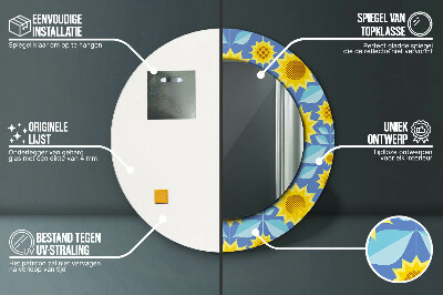 Bedrukte ronde spiegel Geometrische zonnebloemen