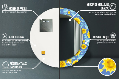 Bedrukte ronde spiegel Geometrische zonnebloemen