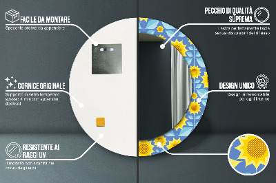 Bedrukte ronde spiegel Geometrische zonnebloemen