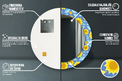 Bedrukte ronde spiegel Geometrische zonnebloemen