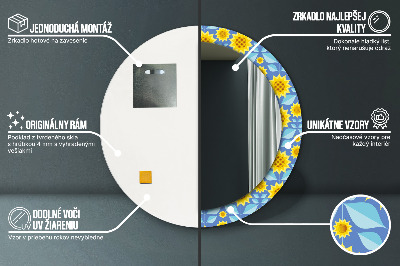 Bedrukte ronde spiegel Geometrische zonnebloemen