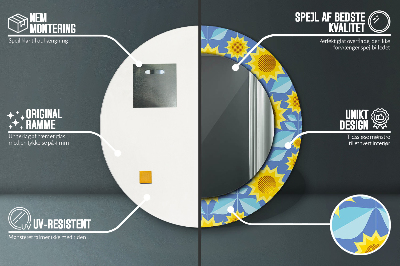 Bedrukte ronde spiegel Geometrische zonnebloemen