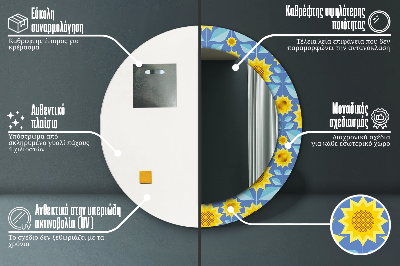 Bedrukte ronde spiegel Geometrische zonnebloemen