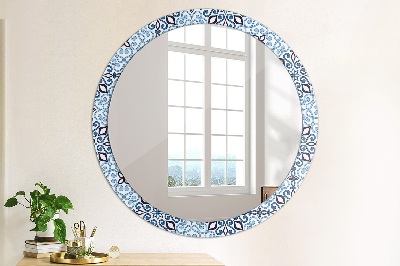 Bedrukte ronde spiegel Blauw arabisch patroon