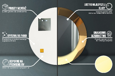 Ronde spiegel met bedrukte lijst Gouden abstractie