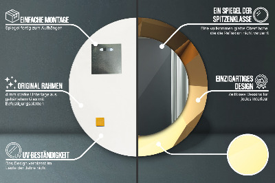 Ronde spiegel met bedrukte lijst Gouden abstractie