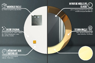 Ronde spiegel met bedrukte lijst Gouden abstractie