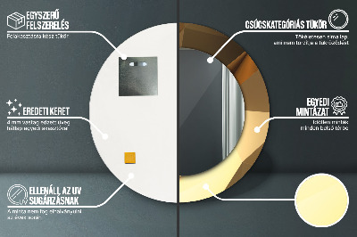 Ronde spiegel met bedrukte lijst Gouden abstractie