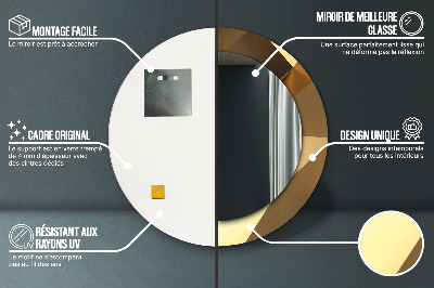 Ronde spiegel met bedrukte lijst Gouden abstractie