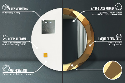 Ronde spiegel met bedrukte lijst Gouden abstractie