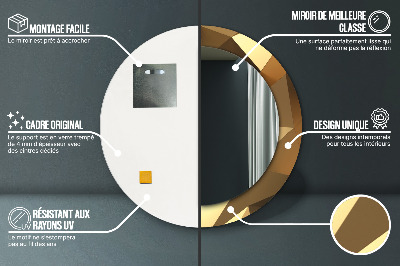 Ronde spiegel met bedrukte lijst Gouden abstractie