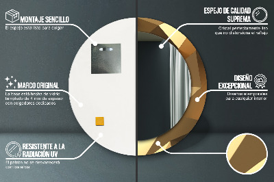 Ronde spiegel met bedrukte lijst Gouden abstractie