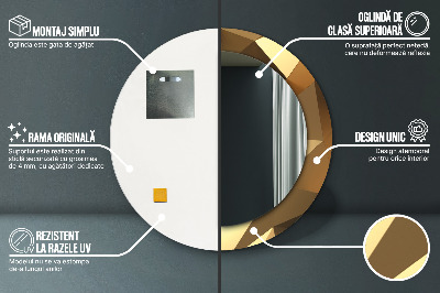 Ronde spiegel met bedrukte lijst Gouden abstractie