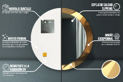 Ronde spiegel met bedrukte lijst Gouden abstractie