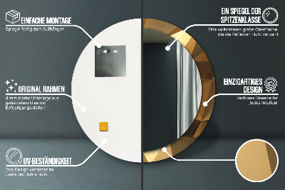 Ronde spiegel met bedrukte lijst Gouden abstractie