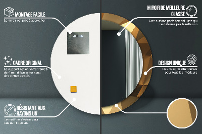 Ronde spiegel met bedrukte lijst Gouden abstractie