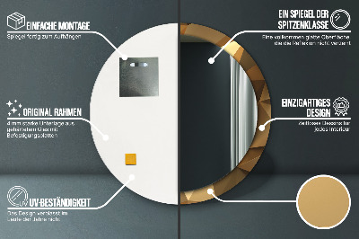 Ronde spiegel met bedrukte lijst Gouden abstractie