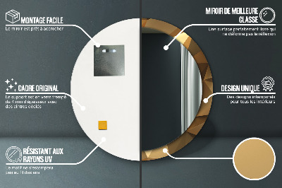 Ronde spiegel met bedrukte lijst Gouden abstractie