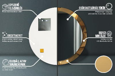 Ronde spiegel met bedrukte lijst Gouden abstractie